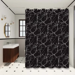 Nordic Style Light Luxury Black Marble Texture Bathroom Partition Curtain, Shower Curtain, Adding a High-End Charm to the Bathroom