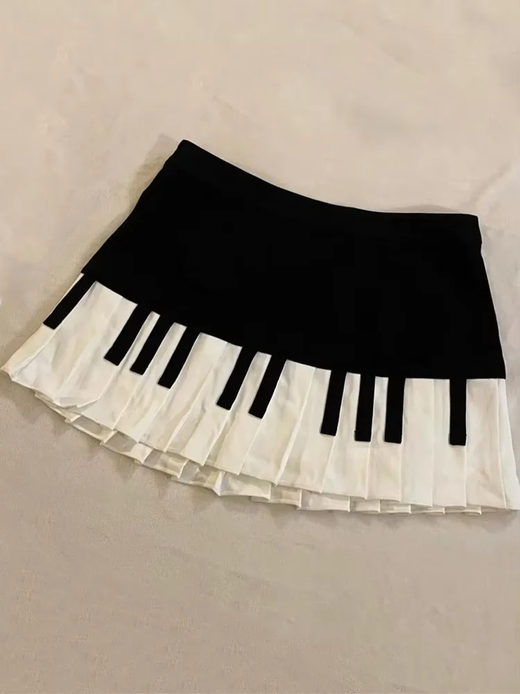 Piano Printed Sleeveless Vest Crop Tops Y2k Mini Skirts Women American Vintage Japanese Subculture Summer Streetwear - Image 5
