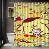 Pompompurin Cartoon Collage Print Shower Curtain Waterproof Polyester Fabric Bathroom Curtain with Hooks Easy Install for Bathro
