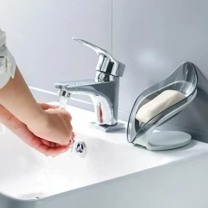 Portable Leaf Shape Soap Dish Non-slip Drainable Sponge Storage Box Soap Holder for Travel Camping Use