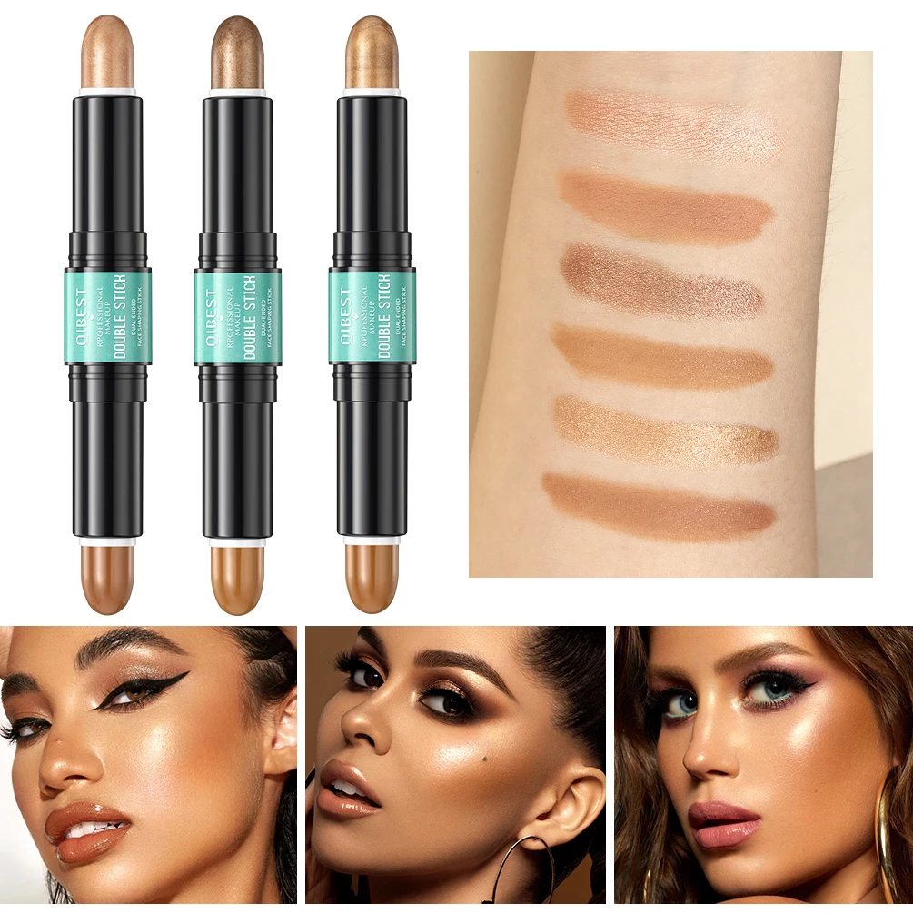 QIBEST Highlighting&Bronzer Stick Face Brightening Blusher Rouge Concealer Pen Long Lasting Highlight Contouring Blush Makeup - Image 4