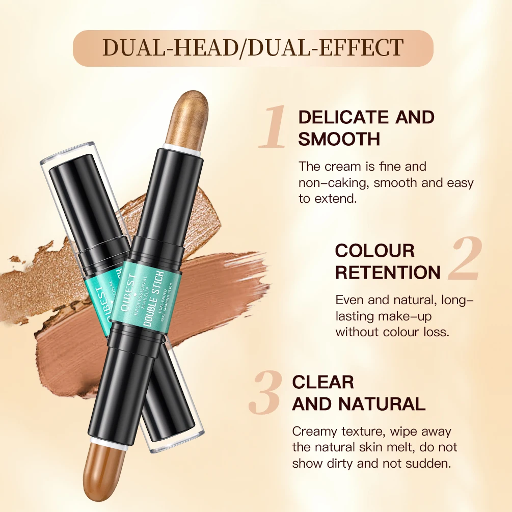 QIBEST Highlighting&Bronzer Stick Face Brightening Blusher Rouge Concealer Pen Long Lasting Highlight Contouring Blush Makeup - Image 3