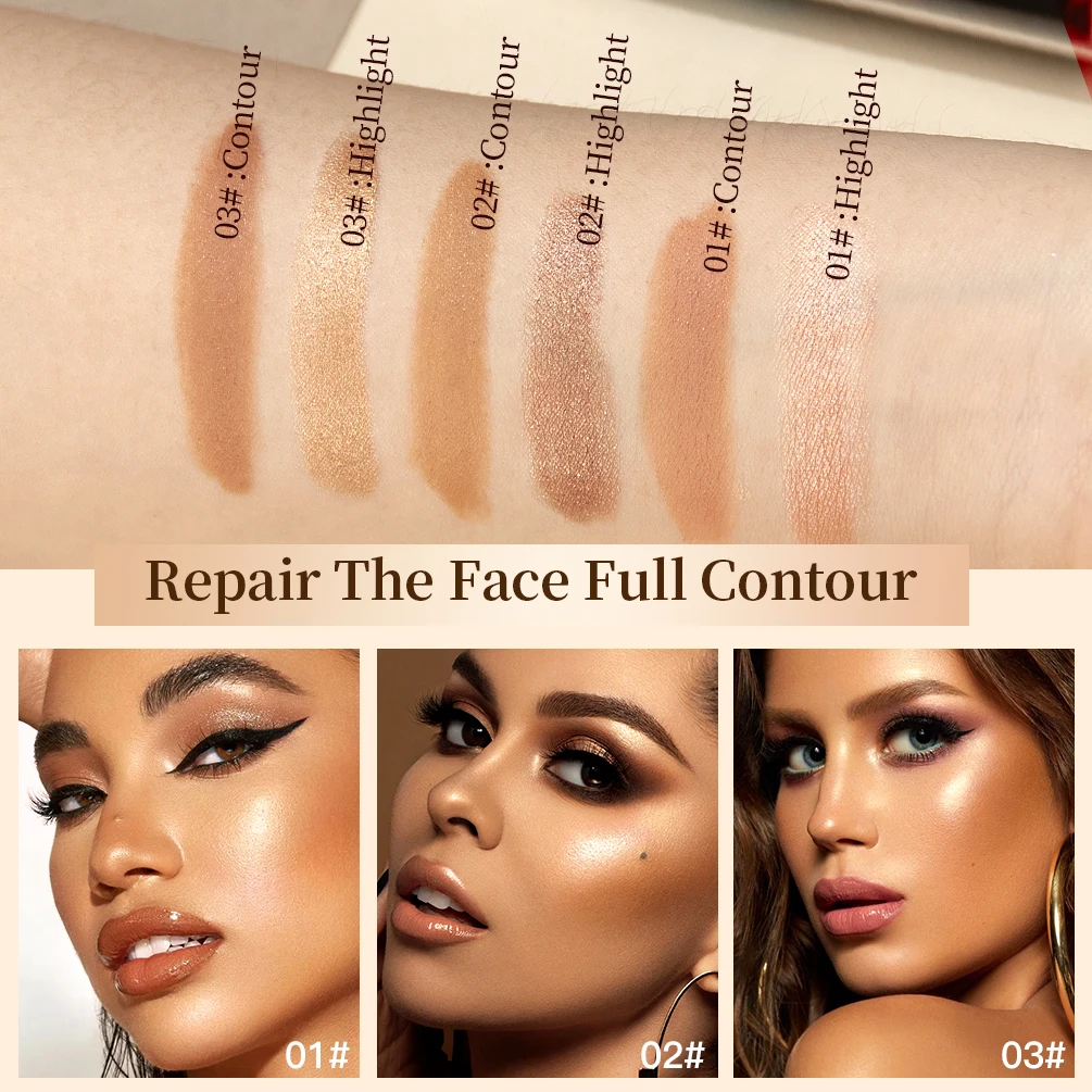 QIBEST Highlighting&Bronzer Stick Face Brightening Blusher Rouge Concealer Pen Long Lasting Highlight Contouring Blush Makeup - Image 5