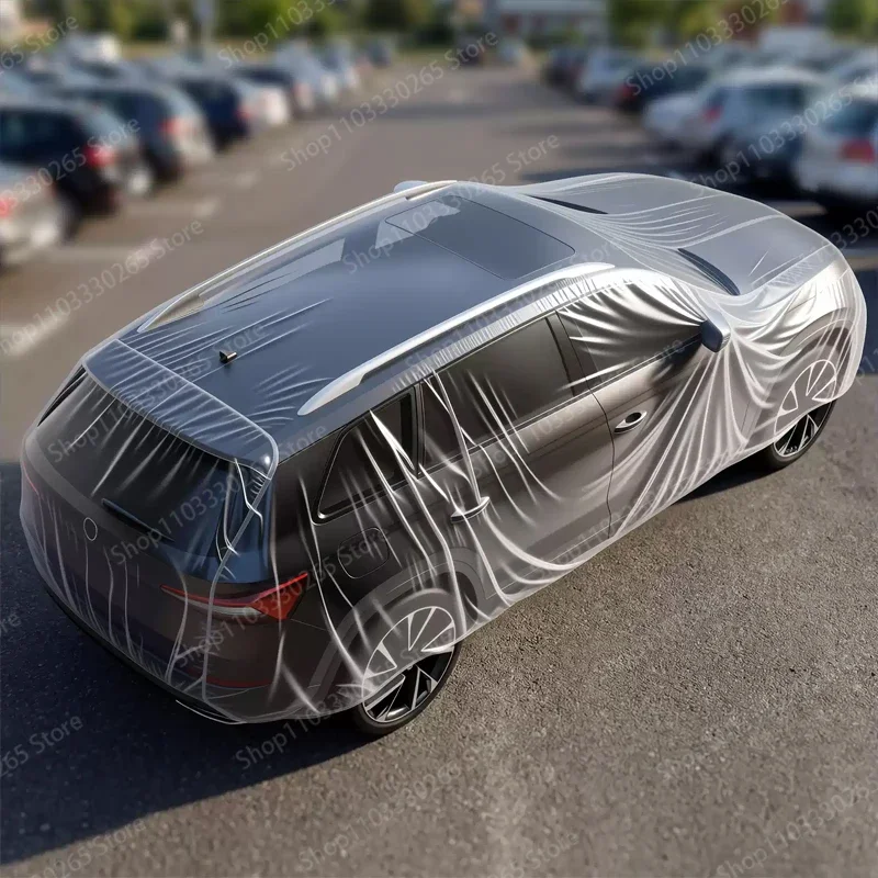 Rain proof, sun proof, sun shading, transparent disposable car clothes, full car cover, SUV dust cover, invisible rain cover - Image 2
