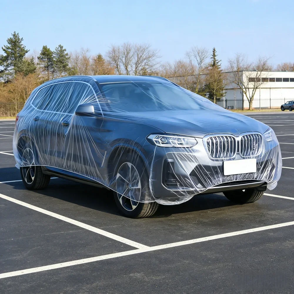 Disposable Clear Car Cover – Transparent, Dustproof, Water-Resistant, Single-Use Protection for All Cars - Image 2