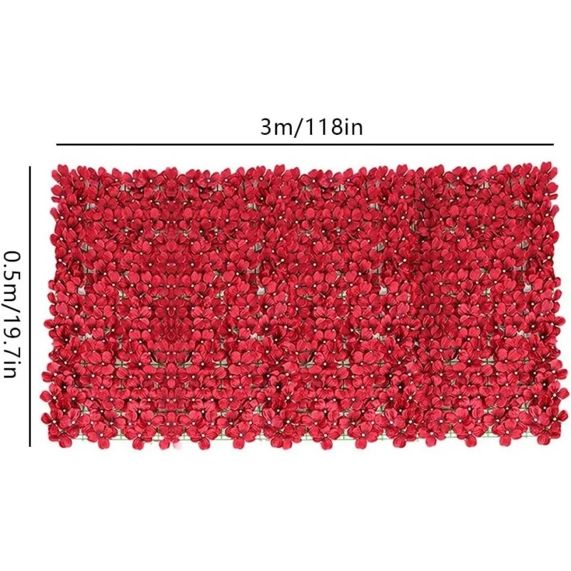 Red artificial flower privacy fence rolling wall landscape fence, screen outdoor garden backyard balcony fence. - Image 5