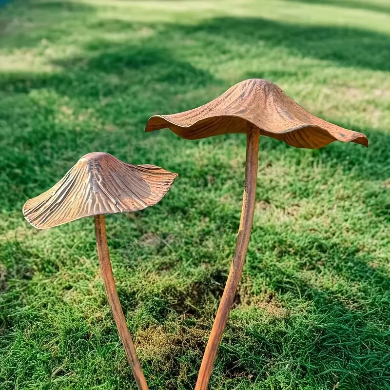 Retro Metal Rusty Mushroom Garden Decoration Set Outdoor Rusty Mushroom Plaque For Lawn Garden Decoration Halloween Decoration - Image 2