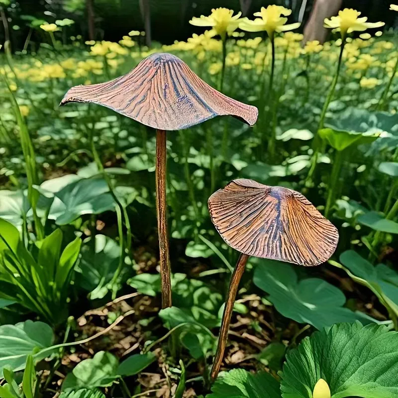 Retro Metal Rusty Mushroom Garden Decoration Set Outdoor Rusty Mushroom Plaque For Lawn Garden Decoration Halloween Decoration - Image 4