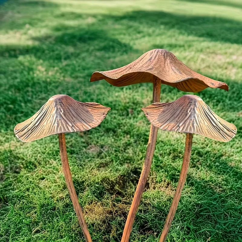 Retro Metal Rusty Mushroom Garden Decoration Set Outdoor Rusty Mushroom Plaque For Lawn Garden Decoration Halloween Decoration - Image 3