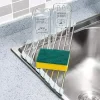 Roll Up Triangle Dish Drying Rack Foldable Stainless Steel Over Sink Drainer Kitchen Sink Organizer Sponge Rag Holder