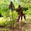 Rusted Iron Metal Daisy Stake Weather Resistant Long Stakes Curved Petal Stake Handmade Retro Style Rustic Garden Art