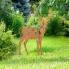 Rustic Metal Deer Garden Statue Elegant Stag Silhouette with Antlers Durable Outdoor Christmas Decoration