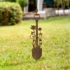 Rustic Metal Garden Spade, Bird and Flower Stake, Heart-Shaped Design, Perfect for Patio, Balcony, Garden Decor, 1Pc