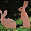 Rustic Metal Rabbit Garden Stake - Rusty Bunny Silhouette, Outdoor Yard Art for Farmhouse Decor, Perfect for Christmas, Easter