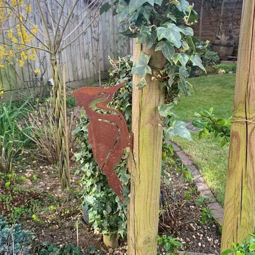 Rusty Metal Bird Silhouettes Garden Fence Decor Woodpecker Robin Country Yard Stake Design Art Gardening Decoration Supplies - Image 3