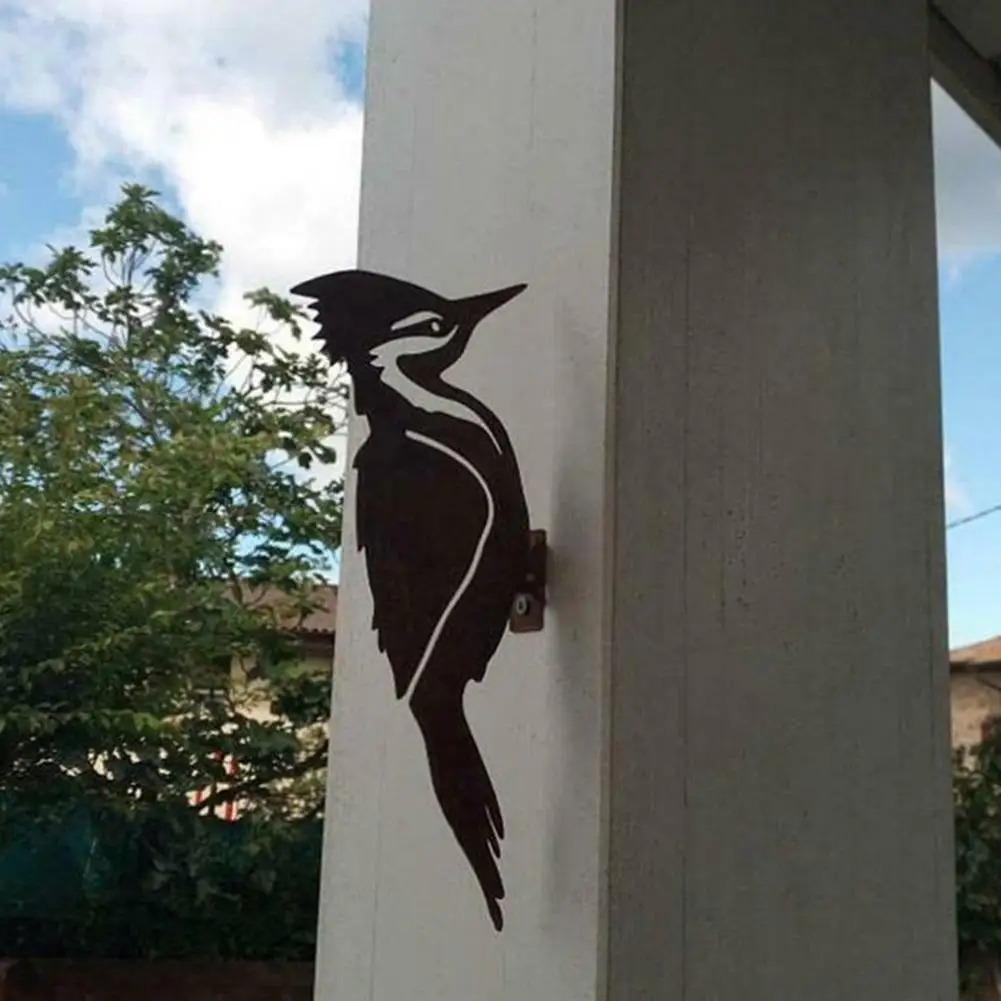 Rusty Metal Bird Silhouettes Garden Fence Decor Woodpecker Robin Country Yard Stake Design Art Gardening Decoration Supplies - Image 6