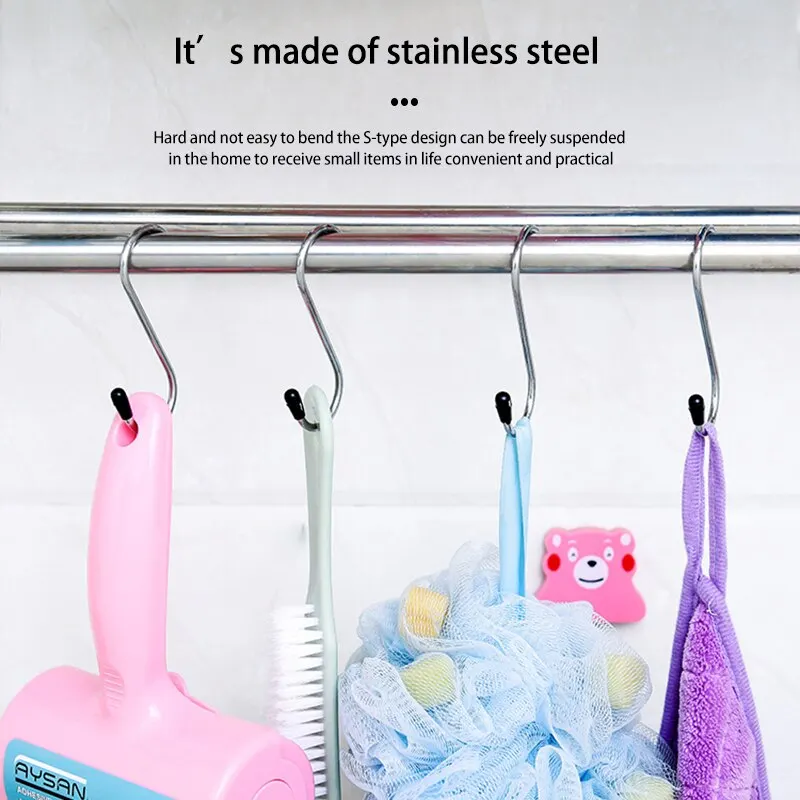 S Shaped Hooks Multifunctional Stainless Steel Hanging Hook Hanger For Kitchen Bar Bathroom Bedroom Storage Tool - Image 2