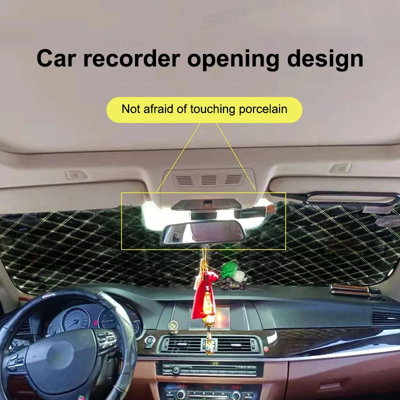 SEAMETAL Winter Car Snow Shield Universal Windshield Snow Cover Sunshade Protection Cover with Windproof Strap Anti-Thief Design - Image 4