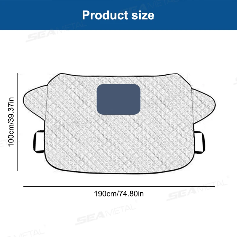 SEAMETAL Winter Car Snow Shield Universal Windshield Snow Cover Sunshade Protection Cover with Windproof Strap Anti-Thief Design - Image 6