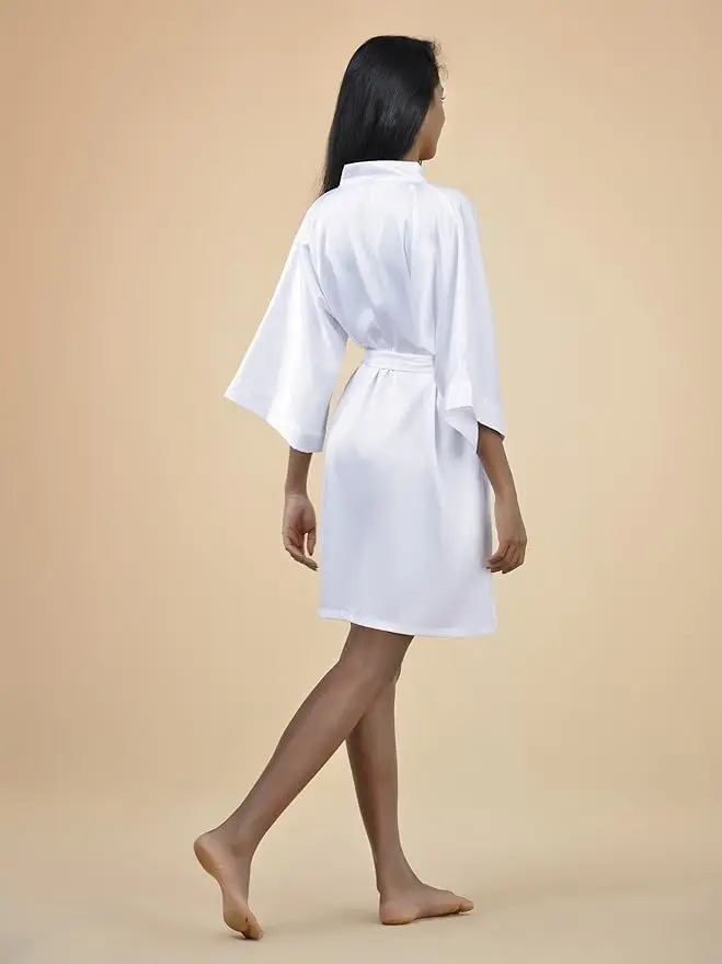 Satin Robe Female Intimate Lingerie Sleepwear Silky Bridal Wedding Gift Casual Kimono Bathrobe Gown Nightgown Sexy Nightwear - Image 2