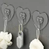 Scratch Free Clear Heart Shaped Hooks 20/40/60Pcs No Drill Plastic Hangers for Dorm Bathroom Kitchen Wall Organization
