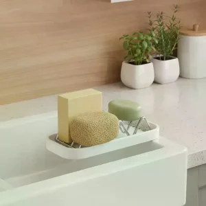 Self Draining Soap Holder With Rustproof Stainless Steel Rack Drain Tray Perfect For Bathroom Kitchen Countertop