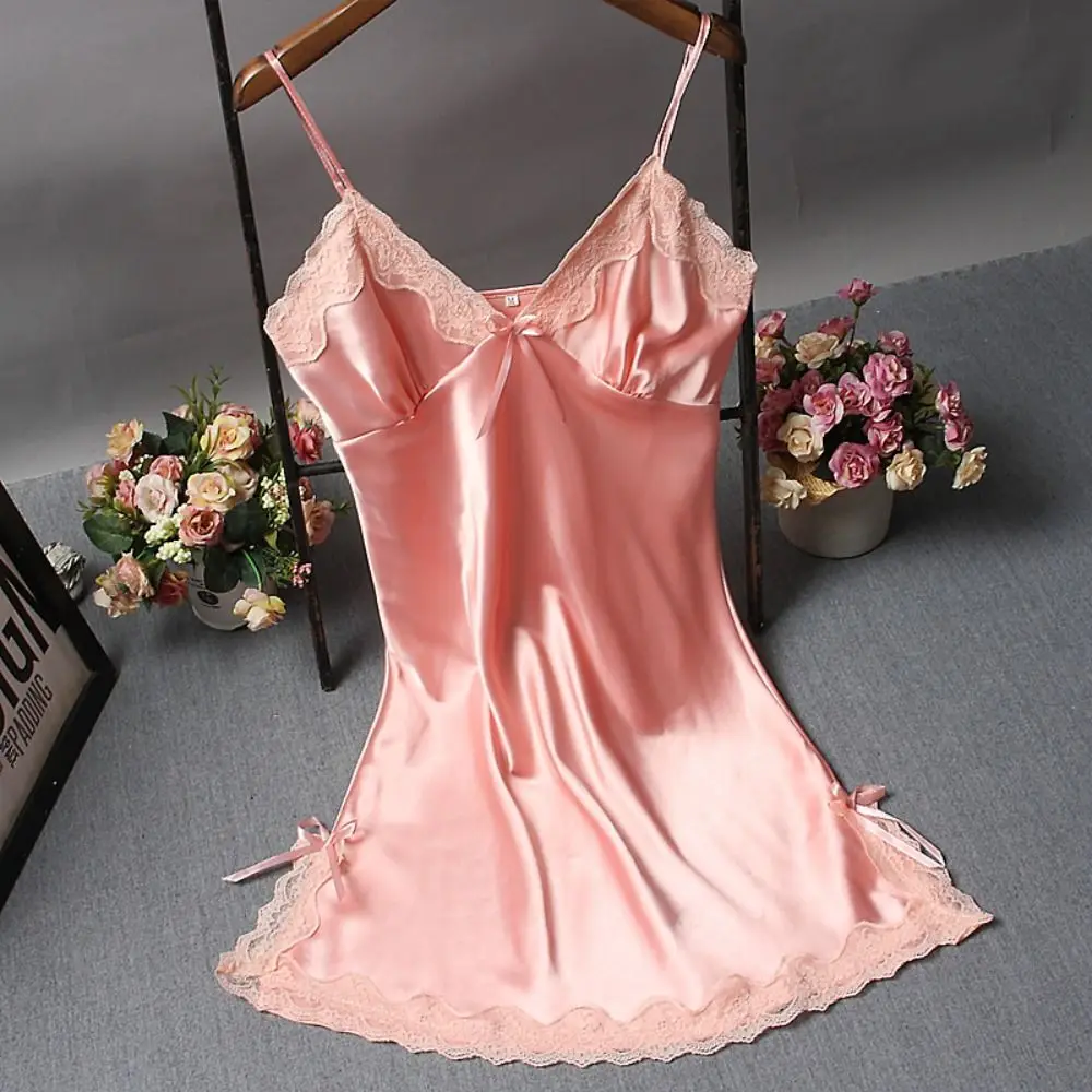 Sexy Lace Patchwork Camisola Lingerie Nighty Wedding Silk Dress Sleep Wear Nightdress Clothes Women's Nightgowns Sexy Nightwear - Image 5