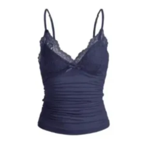 Sexy Lace split joint V-neck Sleeveless Camisole Backless Slim Solid Color Fresh Sweet Bow Casual Short Fold Inside Join Top