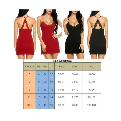 Sexy Mini Dress Fashion Lingerie Ladies Sleepwear Women Satin Nighties See Through Nightwear Lace Nightgowns Silk Pajamas - Image 6