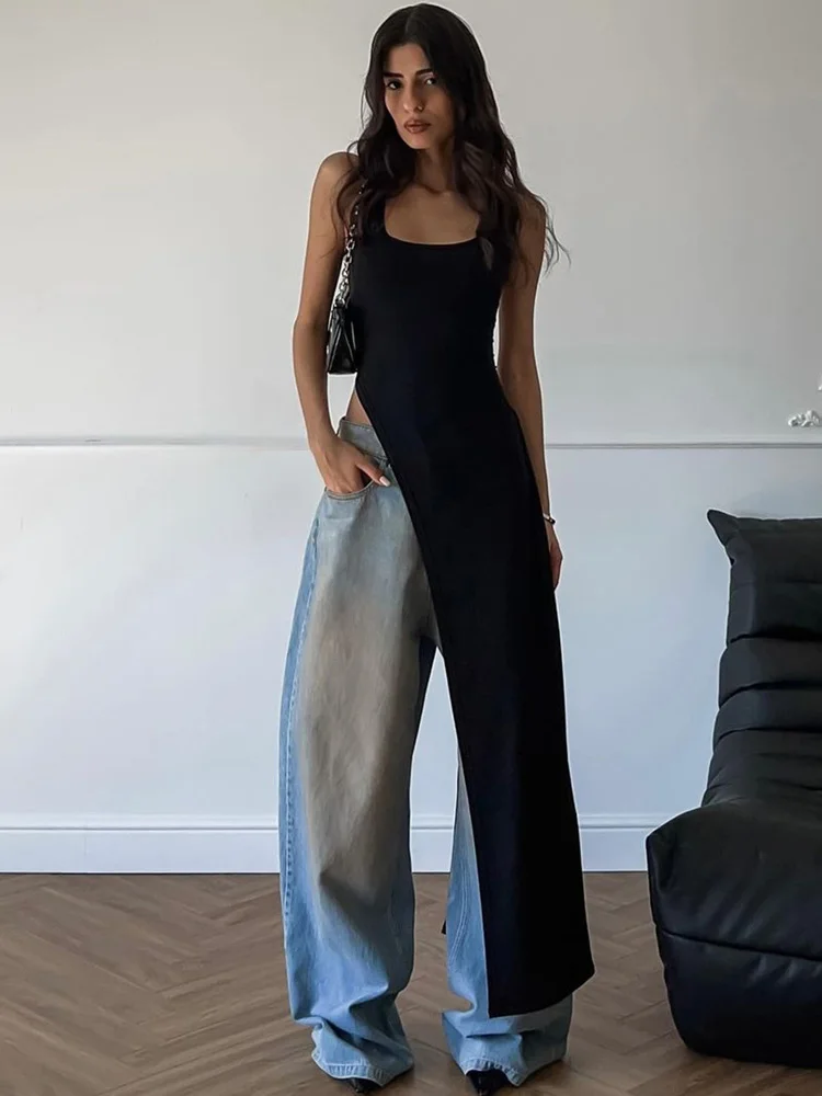 Sexy Sleeveless Side High Split Midi Dress Backless Women's Summer Party Club Streetwear Y2K Style Solid Color - Image 6
