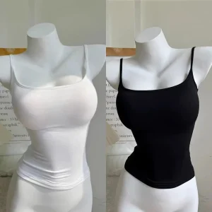 Sexy Slim Fit Basic Cami Top Sleeveless Form Fitting Tank Top Y2K Casual Layering Vest for Women Summer Daily Outfit Streetwear