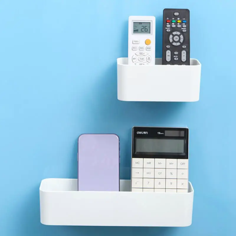 Shelf Remote Supplies Cosmetic Storage Bathroom Wall Storage Home Box Adhesive Wall Mounted Control Organizer Case Holder Rack - Image 2