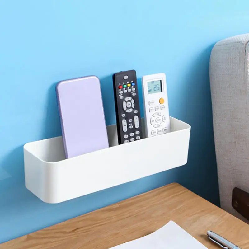 Shelf Remote Supplies Cosmetic Storage Bathroom Wall Storage Home Box Adhesive Wall Mounted Control Organizer Case Holder Rack - Image 3