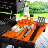 Silicone BBQ Mat for Side Burner Rack Kitchen Utensil Storage Holder Outdoor Grill Countertop Silicone Pad with Drip Tray
