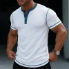 Simple Men's Henley Shirt Tee Short Sleeve Solid Color Plain Casual Buttons Henley Casual Vintage Clothing Large Pullover Tops