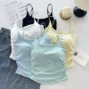 Simple Sleeveless Suspender Vest Underwear With Padded Cups Camisole Slim Short Vest Sports Activities