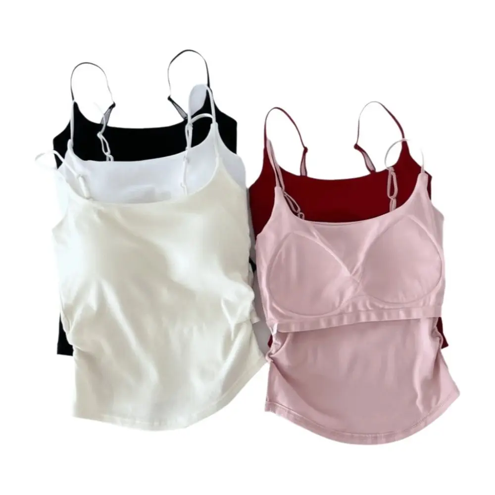 Simple Sleeveless Suspender Vest Underwear With Padded Cups Camisole Slim Short Vest Sports Activities - Image 5