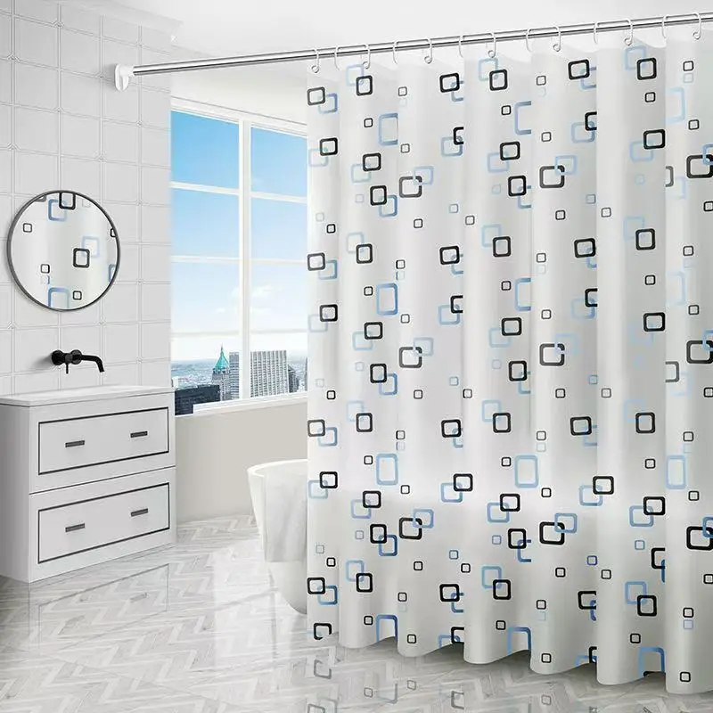 Simple Small Square Bathroom Shower Curtain Bathroom Partition Curtain Waterproof PEVA Material Quick Dry Scrub Light Opaque