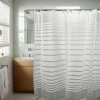 Simple White Striped Semi-Transparent Shower Curtain, Dry-Wet Separated Partition Curtain, Private Bathroom Shower Curtain