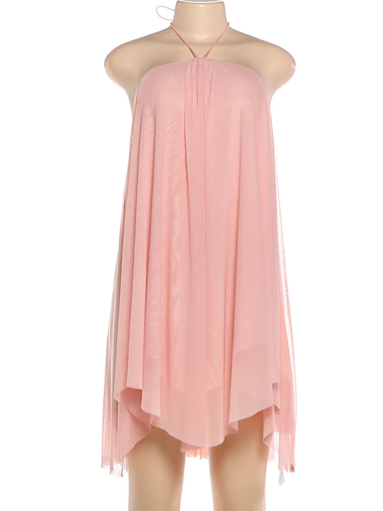 Sisterlinda Halter Dress Women Asymmetrical Hem Bandage Sleeveless Backless Solid Beach Party Sexy 2026 Summer New Trend Bodycon - Image 6