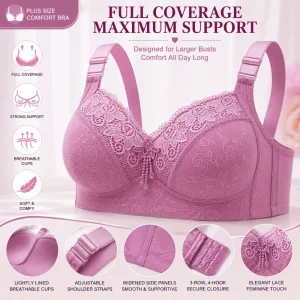 Skin Black Wireless Bra Plus Size 36-44 Adjustable Belt Push Up Bra Thin Cup Breast Support Full Figure Bra Middle-aged Woman