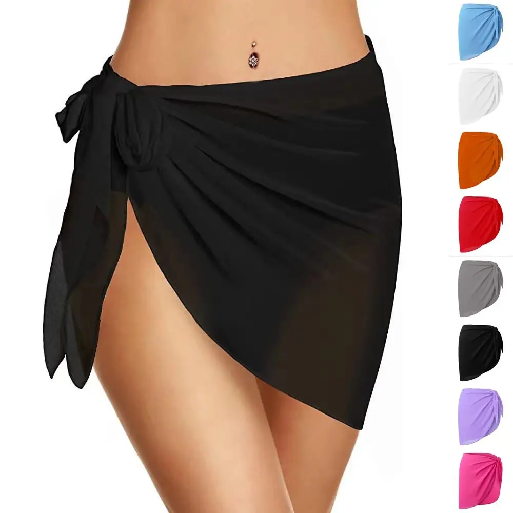 Soft Short Sarongs Chiffon Swimsuit Coverups Scarf Cover Short Skirt Wrap Sheer Summer Beach Bikini Women - Image 5