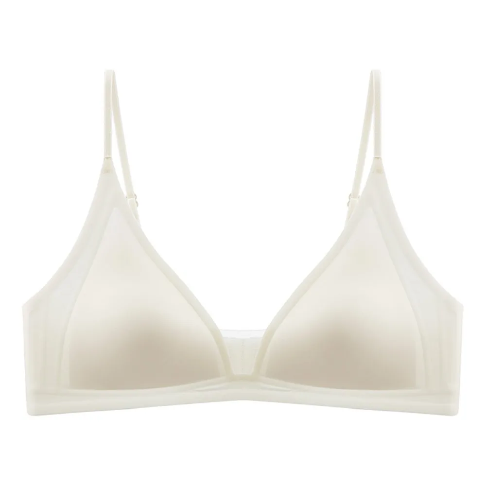 Soft Sweet Thin Satin Wireless Deep V Bra Shockproof Anti-sagging Push Up Underwear Traceless Lingerie Brassiere for Women Sport