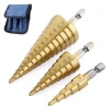 Spiral Grooved Drill Bits 3-12 4-12 4-20 4-32 Drilling Power Tool Metal Stainless Steel Wood Hole Cutter Cone Fast Drill Bit Set