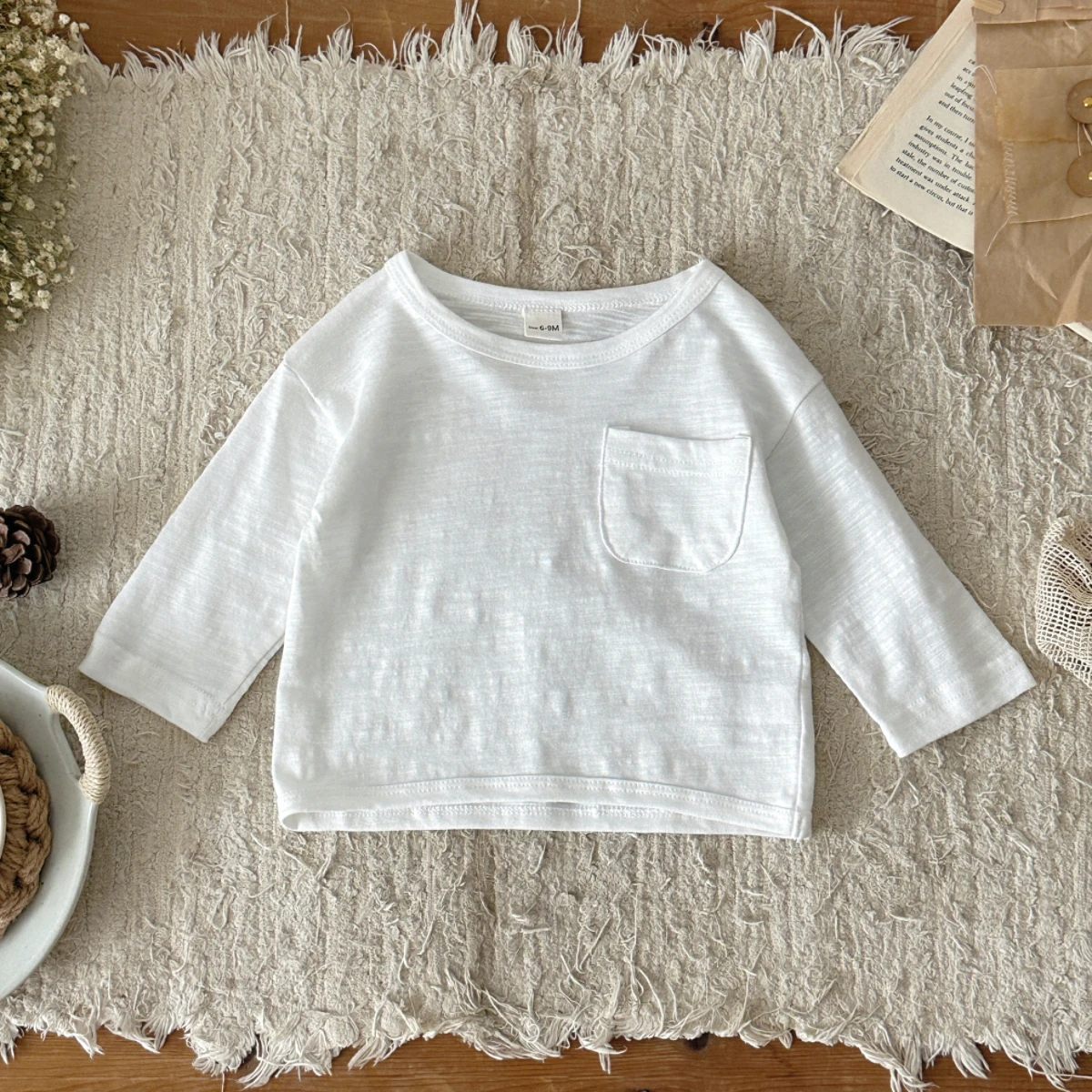 Spring/Autumn Baby T-shirt Pure Cotton Infant Girls Solid Color Tee Loose Thin Comfortable Toddler Cothes Boys Tops 0-3Y - Image 2