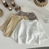 Spring/Autumn Baby T-shirt Pure Cotton Infant Girls Solid Color Tee Loose Thin Comfortable Toddler Cothes Boys Tops 0-3Y