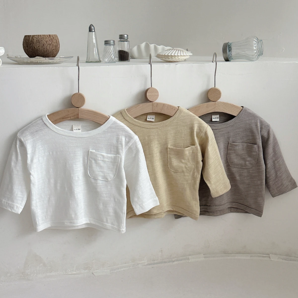 Spring/Autumn Baby T-shirt Pure Cotton Infant Girls Solid Color Tee Loose Thin Comfortable Toddler Cothes Boys Tops 0-3Y - Image 6
