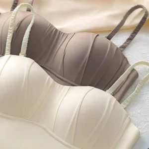 Strapless Bra Without Underwire Seamless Underwear for Women Pleated Detachable Ringless Thin Bras Pushup Bralette Lingerie