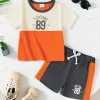 Summer 0-3 Years Old Infant Baby Boys Letter Printed Top And Shorts Casual 2-Piece Set