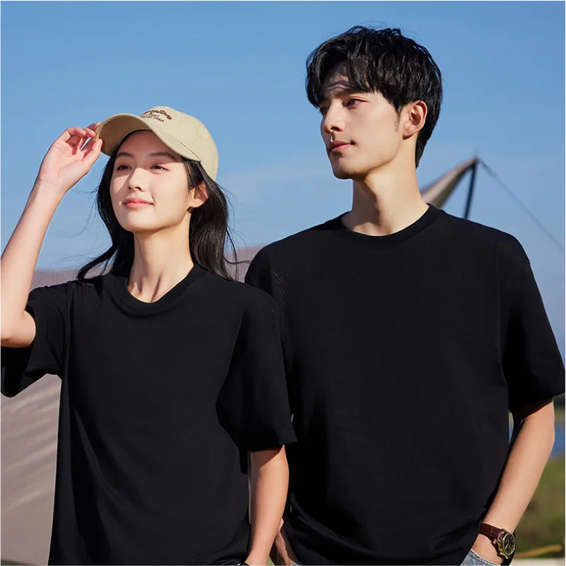 Summer 100% Cotton Short Sleeve T Shirts Couples Bottoming Casual Solid Cotton Crew Neck Soft Loose Fit Tee Shirt Tops - Image 5